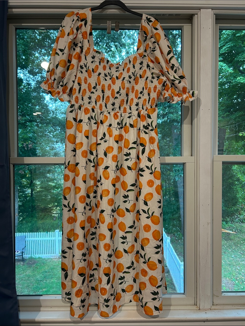 SHEIN Cream Maxi Dress with Lemon Fruit Print